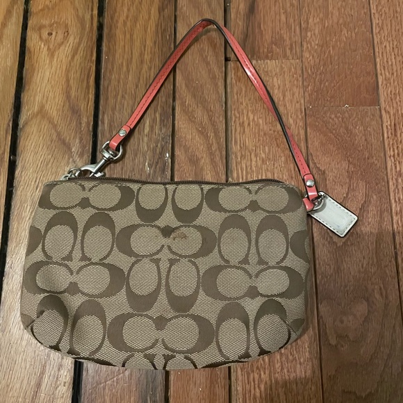 Coach Brown and Red Signature Clutch - Picture 2 of 3
